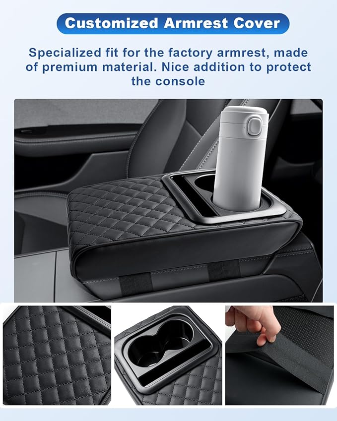 CDEFG for 2024 2025 Tesla Cybertruck Center Console Armrest Pillow, Cybertruck Armrest Cushion with Cup Holders, Elbow Support Pad Arm Rest Extender 2024 2025 Cybertruck Accessories