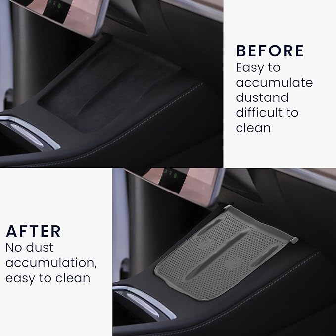 kwmobile Car Central Console Wireless Charging Pad Cover Compatible with Tesla Model Y/Model 3 Cover - Grey