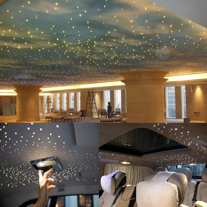 AKEPO 16W RGBW Twinkle APP Control Fiber Optic Lights, Music Activated+430pcs*9.8ft/3m (0.03+0.04+0.06in) Mixed Optical Fibers+Remote for Starlight Headliner Car Truck/Home Star Ceiling Light Kit