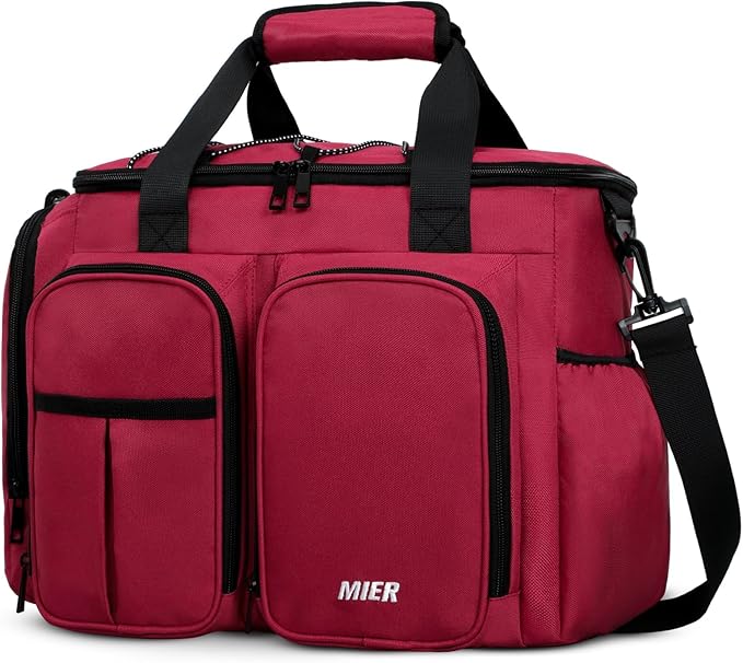 MIER Lunch Box for Men Heavy Duty Insulated Lunch Bag 20 Cans Large Leakproof Soft Cooler Bags with Multiple Pockets for Picnic Work Travel (Red)