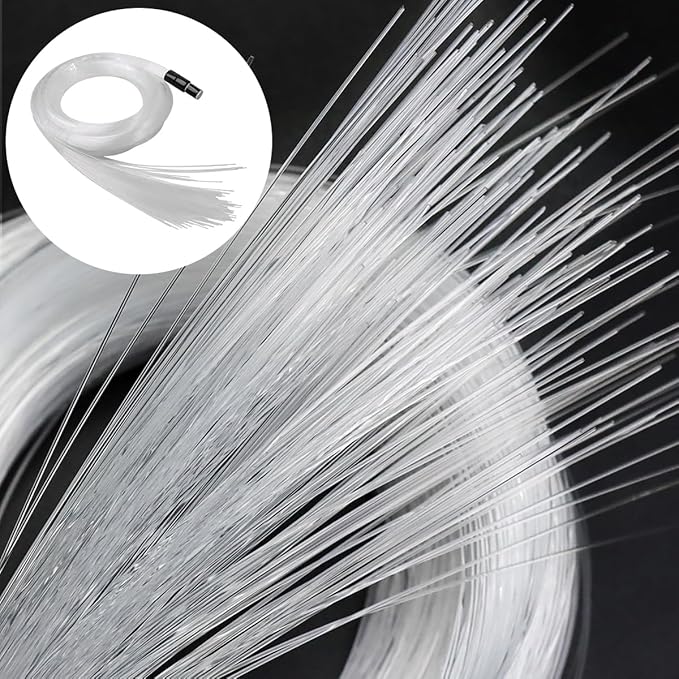 AKEPO Fiber Optic Light End Glow Cable 50pcs Ф0.03in(0.75mm) 9.8ft/3m PMMA Plastic Cable for LED Star Ceiling Sky Light Kit and Fiber Optical Lighting Decoration (Without Light Source)