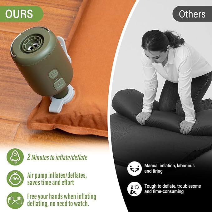 SUV Air Mattress Car Bed Camping, Inflatable Car Camping Pad with Air Pump, Ultrathick Memory Foam Camping Mattress, 9.0 R-Value Insulated Sleeping Pad 2 Person, Camp Mat for Hiking and Backpacking