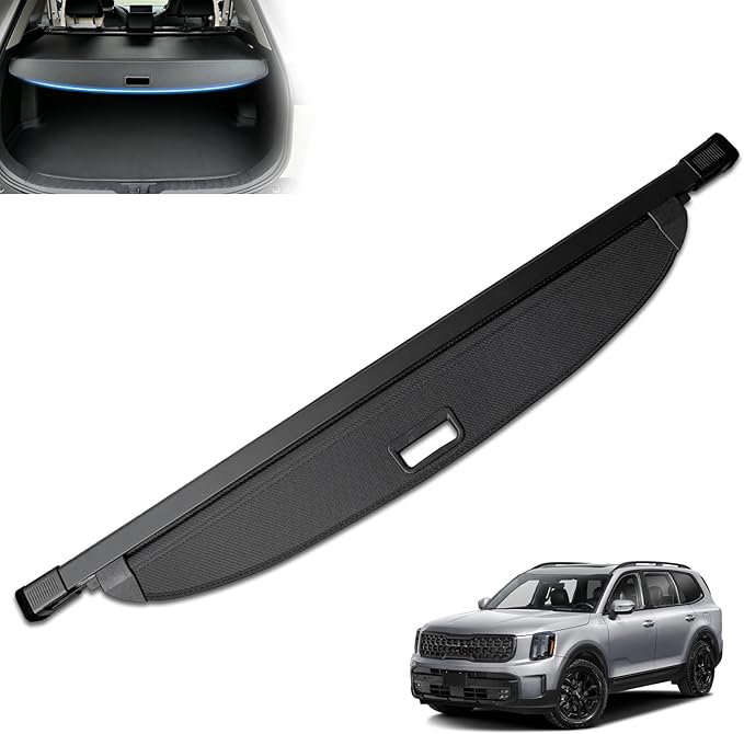 MIALUTY® Cargo Cover for 2020-2025 2026 Kia Telluride Retractable Trunk Cover Telluride Accessories Anti-Peeping Anti-Theft Privacy Screen,Trunk Luggage Shield Shade Carbon Fiber Texture