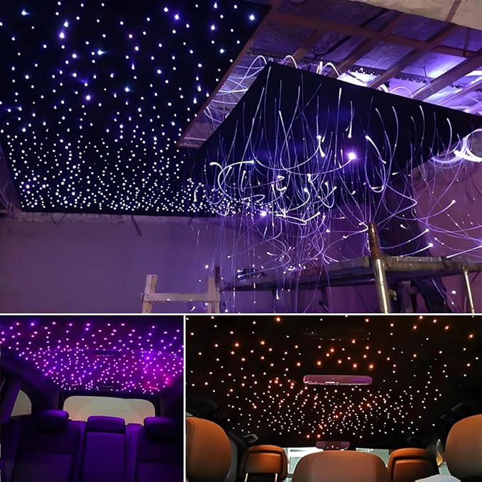 AKEPO 16W RGBW Twinkle Fiber Optic Lights, 550pcs 13.1ft/4m 0.03in Optical Fibers+RGBW+Music Activated+APP & Remote Controller Starlight Headliner Kit for Car/Home