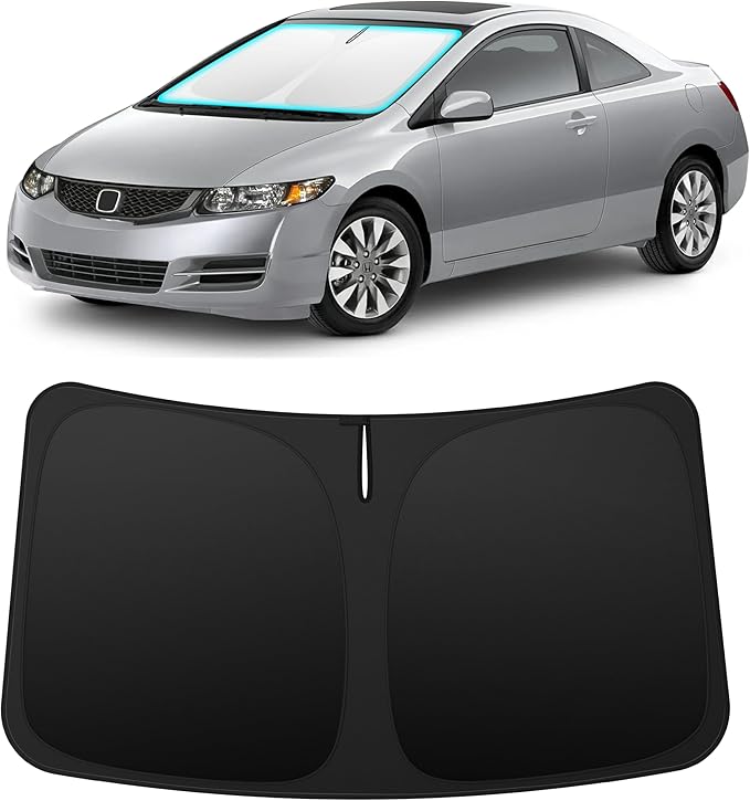 INSAUTO Custom Fit Windshield Sun Shade Accessories for Honda Civic 2006-2011, Foldable Front Window Sunshade, UV & Heat Reflector, Keeps Interior Cool, Includes Storage Bag