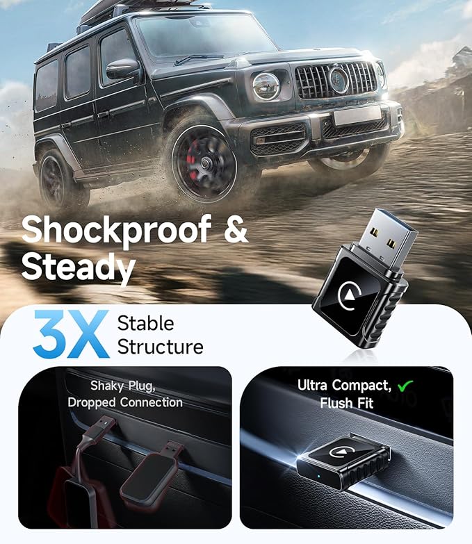 JDG Wireless CarPlay Adapter, Converts Wired CarPlay to Wireless, for Cars with Built-in Wired Apple Carplay, Super Mini USB Design Car Play Adapter for iPhone, (Black)