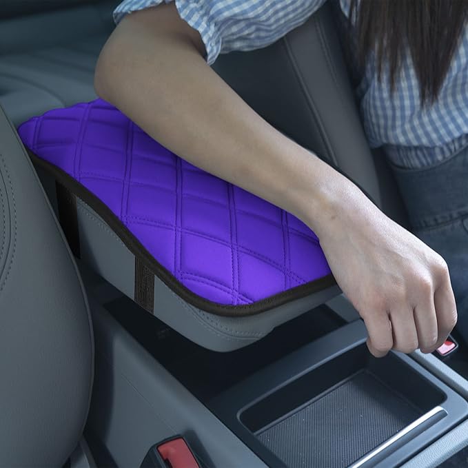 FH Group Neosupreme Purple Diamond Pattern Center Console Pad – Water-Resistant Armrest Cover Protector for Cars, SUVs & Trucks