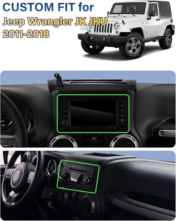 SKYLOTEC Phone Holder for Jeep Wrangler JK JKU 2011-2016 2017 2018 Accessories Automobile Cradles Phone Mount, Dashboard Mount Dash Tray Not Block Air Vent