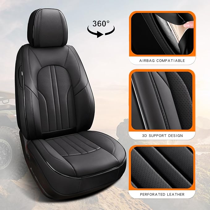 Front Car Seat Covers,Car Seat Protector Waterproof,Seat Covers Front Set, Car Seat Protectors,Automotive Seat Covers Fit for Most Cars Black