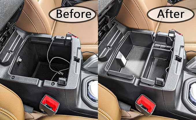 TACOBRO Center Console Organizer Compatible with Jeep Wrangler JL & JLU 2018 2019-2024 2025 2026 Accessories, Gladiator JT Truck 2020 2021 2022 2023-2026 Insert Tray Armrest Storage Box, Black