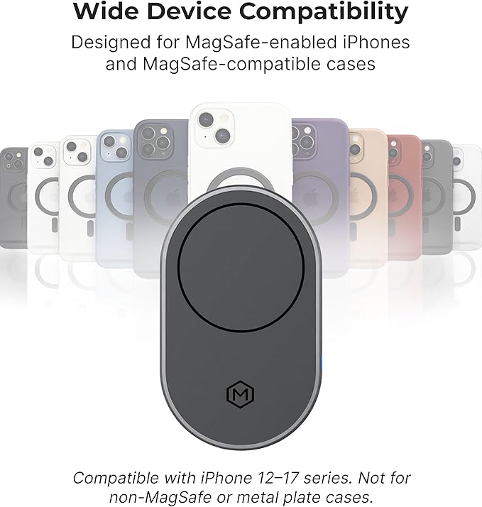 MagSafe Wireless Car Charger Dash Mount (Version 2.0) 360° Rotating Magnetic Phone Holder for iPhone 17/16/15/14/13/12/Air - 15W Fast Charging, Secure Magnets, Universal Dashboard Fit