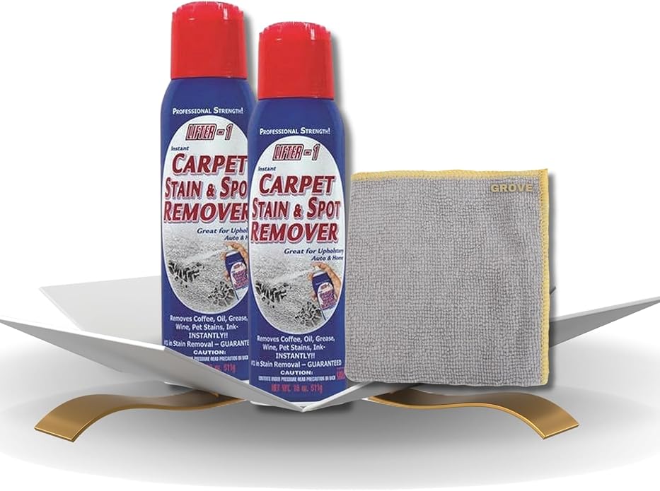 Lifter-1 Carpet Stain & Spot Remover Spray 18 oz Bundle with Microfiber Cloth - Effortless Carpet Stain Remover - Quick and Easy Carpet Cleaner Spray for Tough Stains - (3 Items)