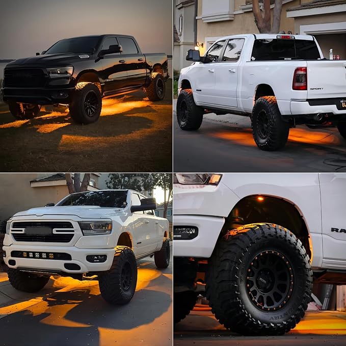 LASFIT Switchback Rock Lights Amber/White 1 Pod Extension Wheel Well Lights Underglow LED Lighting LED Rock Light, fit for LASFIT Only