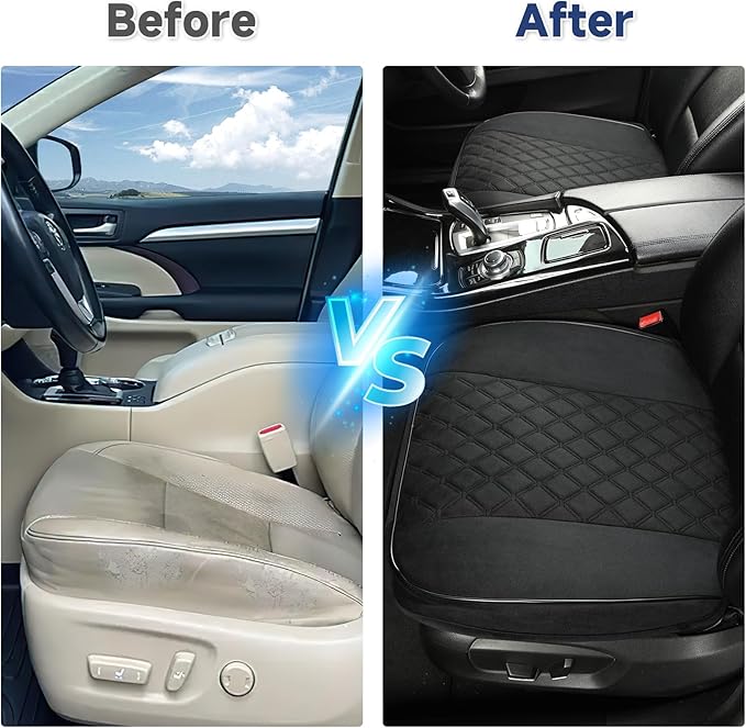 West Llama Front Car Seat Cover Protector, Comfortable Velvet Bottom Seat Cover Fits 95% of Vehicles,Cars,SUVs,Sedans,21.26 × 20.86 Inch(2PC-Black)