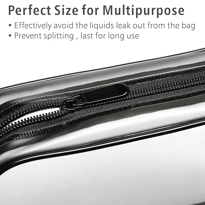 PACKISM Clear Toiletry Bag - TSA Approved Toiletry Bag 3 Pack Same Medium Size, Quart Size Bag Travel Makeup Cosmetic Bag, Carry on Airport Airline Compliant Bag, Black