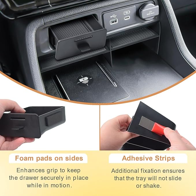 3PCS Center Console Organizer Insert Tray Compatible with Honda 2023 2024 2025 Pilot & 2026 Passport Interior Accessories, Armrest Storage Box & Front Center Console Shelf & Glove Box Hidden Drawer