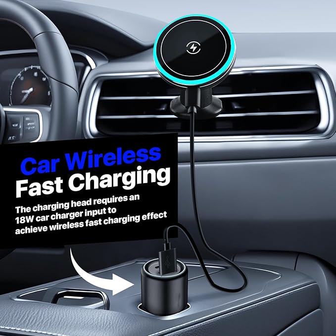 for MagSafe Car Wireless Charger Mount for iPhone 17/16/15/14/13/12 Series, Auto- Magnetic Tight Phone Holder with Fast Charging, Secure Air Vent, 360° Adjustable, Overheating Protection,(A10K)