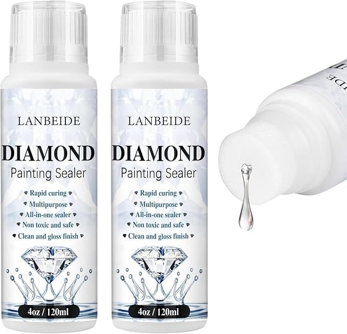 LANBEIDE 2 Pack 240ML Diamond Painting Sealer, 5D Diamond Painting Art Glue Permanent Hold & Shine Effect Sealer for Diamond Painting and Puzzles