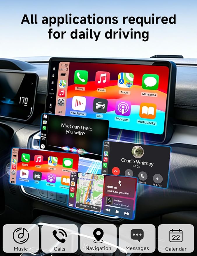 2026 Mini Wireless CarPlay Adapter Upgrade Wired to Wireless for CarPlay & Android Auto Plug and Play Fast Auto-Reconnect Stable Control Zero Delay for iPhone iOS 10+ & Android 11+