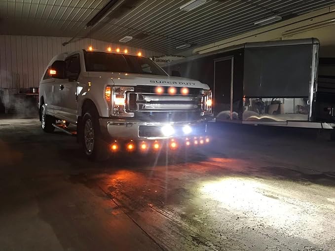 iJDMTOY 20pc Set Amber Yellow LED Front Bumper Valance Accent Running Light Kit/LED Air Dam Light Kit, Compatible with Dodge/Chevy/GMC HD, Ford Super Duty Trucks or Semi Trucks