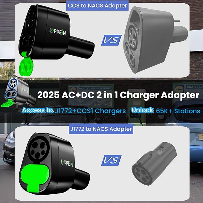 CCS & J1772 to Tesla Adapter for Model 3/S/X/Y/Cybertrunk,AC+ DC 2 in 1 Adapter to Tesla NACS Battery Charger Accessories, Fast Charging for Level 1 2 3 Charging Station with CCS1 & J1772 Plug