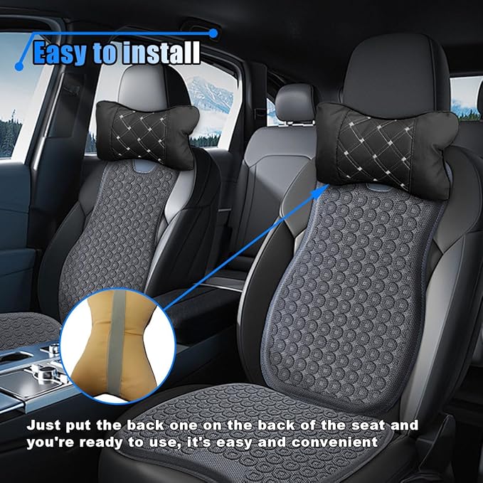 2PCS Car Neck Pillow, Breathable Car Head Neck Rest Cushion, Soft Pillow for Relieving Stiffness, Comfort Car Seat Neck Support Pillow (Black/White)