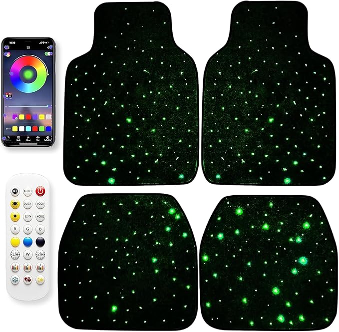 Starlinkmats LED Car Floor Mats - Black Automotive Carpet with App Control, Waterproof & Washable, Creates a Romantic Atmosphere for Dates