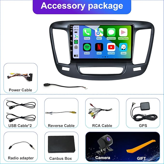 Upgrade Car Radio for Chrysler 200 200C 200S 2015 2016 2017, Android 13 System Chrysler 200C Stereo Wireless CarPlay & Android Auto, 9 Inch ISP TouchScreen, Bluetooth 5G WiFi GPS Navigation, 4Core 64G