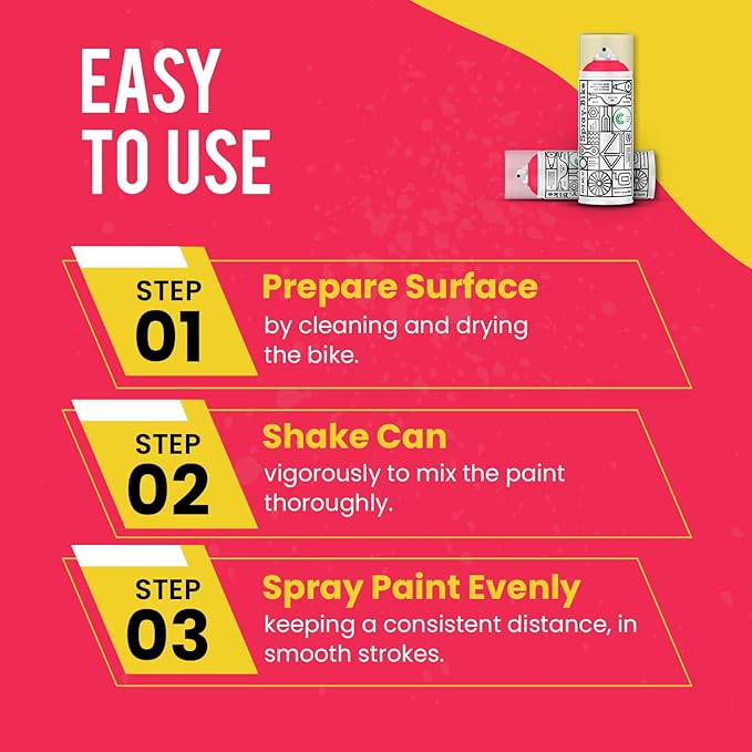 Spray.Bike Spray Paint | Designed Mainly for Bicycles | Multi-Use Acrylic Spray Paint for Metal, Plastic | High Coverage Bike Paint, 400ml, Fluro Pink