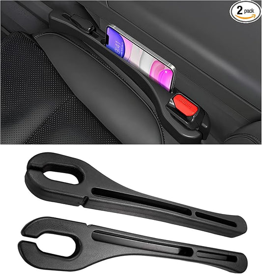 2 PCS Car Seat Gap Filler Organizer, Multifunctional Gap Fillers Between Seat and Center Console, Recessed Storage Organizer Stop Things from Dropping for Car Truck SUV (Black)