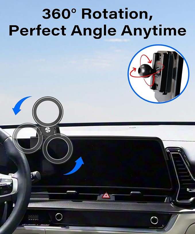 Car Phone Holder for Kia Sportage 2023 2024 2025 Accessories Apply to 12.3 Inch Touch Screen Fixed Clip Magnetic Cell Phone Mount Hands-Free 360 Degree Rotation