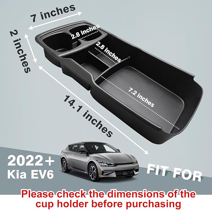 BestEvMod Lower Center Console Organizer Tray Compatible with Kia EV6 2022-2026 Interior Accessories Storage Box ABS Material with PVC Trim Accessories (Lower Organizer-V2)