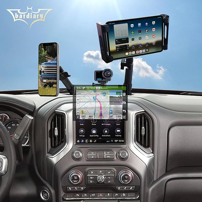 2024 2025 2026 Silverado 1500 Magnetic Phone Mount Compatible with 2019-2026 Chevy Silverado & 2019-2021 GMC Sierra Accessories Metal Cell Phone Holder Dash Platform Mount(No-Drill Installation)