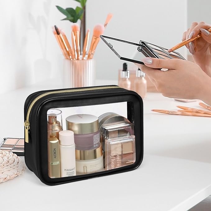 PACKISM Clear Makeup Bag - TSA Approved Toiletry Bag for Carry-on & Checked Luggage, Water Resistant Car Storage Organizer with Reinforced Seams