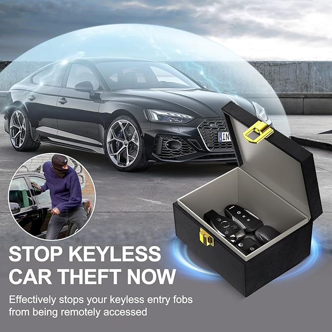 Samfolk Faraday Box with Faraday Bags for Car Keys, Car Key Signal Blocking Box, Keyless Entry Car Key Safe Protector Anti-Theft Shielding Cage (Small)