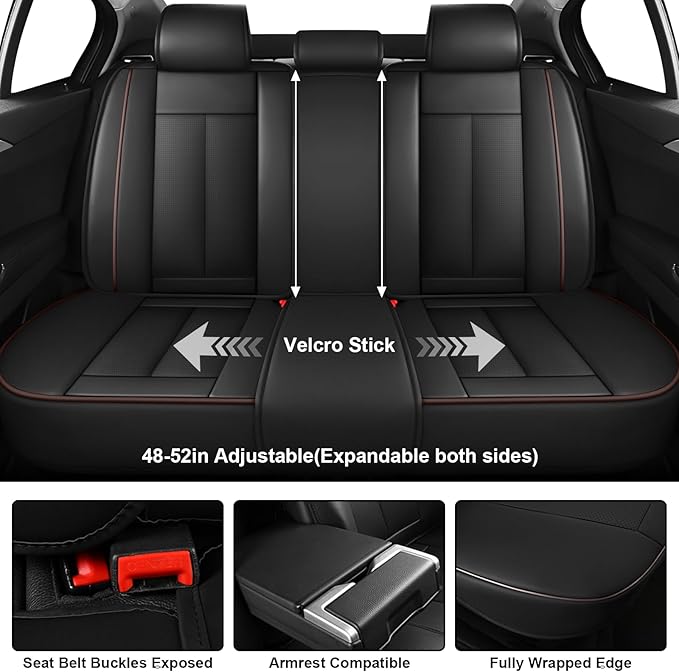 Fit for 98% of Mercedes Benz Car Seat Covers with Headrests, Premium Nappa Leather Seat Cover, Fully Wrapped Protect Modern Style Seat Cover (5-Seat Luxury, Black & Coffee)