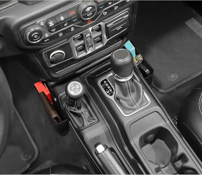 JWWY Gear Shift Storage Box Compatible with 2018-2026+ Jeep Wrangler JL JLU & Gladiator JT 4xe Center Consoles & Organizers Trunk for Jeep Wrangler JL Interior Accessories Fluff Fiber
