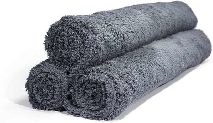 Maxshine Universal Microfiber Towels – 600GSM Edgeless Design – Ultra-Soft, High-Absorbency Towels for Car Detailing, Polishing & Scratch-Free Cleaning (Grey, 16" x 16" (3-Pack))
