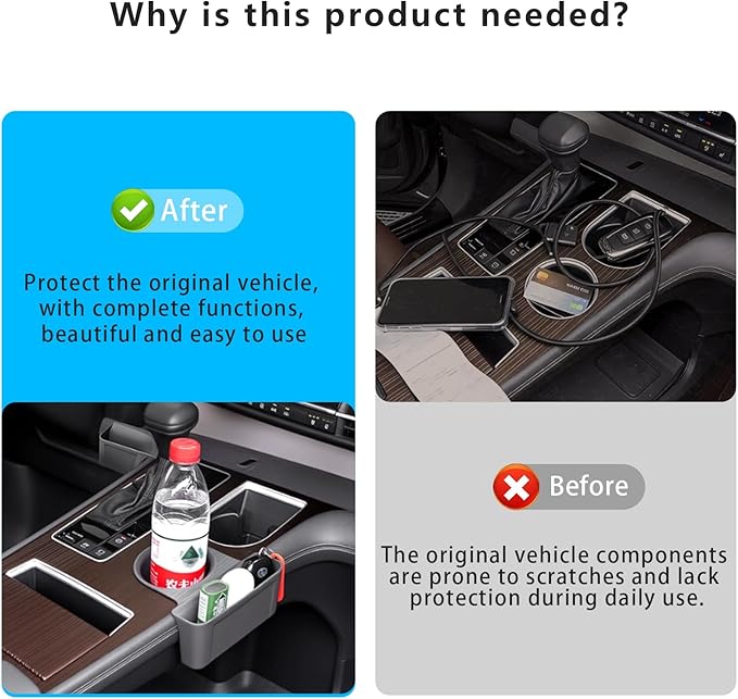 2PCS Cup Holder Storage Box for Toyota Sienna 2021-2026 Gear Shift Insert Organizer Tray Pockets Cup Groove Storage Multifunction Box(Gray)