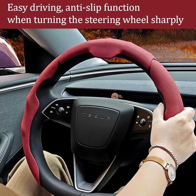 Car Steering Wheel Cover, Nappa Leather 15 Inch Snap-On 3PCS Set Vehicle Steer Wheel Wrap Protector, Non-Slip Automotive Interior Protection Accessories, Universal Fit (Beige)