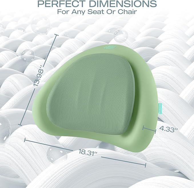 Skechers Lumbar Pillow Premium Memory Foam, Double-Layer-Office Chair Cushion for Tailbone Pain Relief,Butt Pillow for Office Chair,Car seat Cushion,Long Sitting Office Workers,and Car Drivers,Green