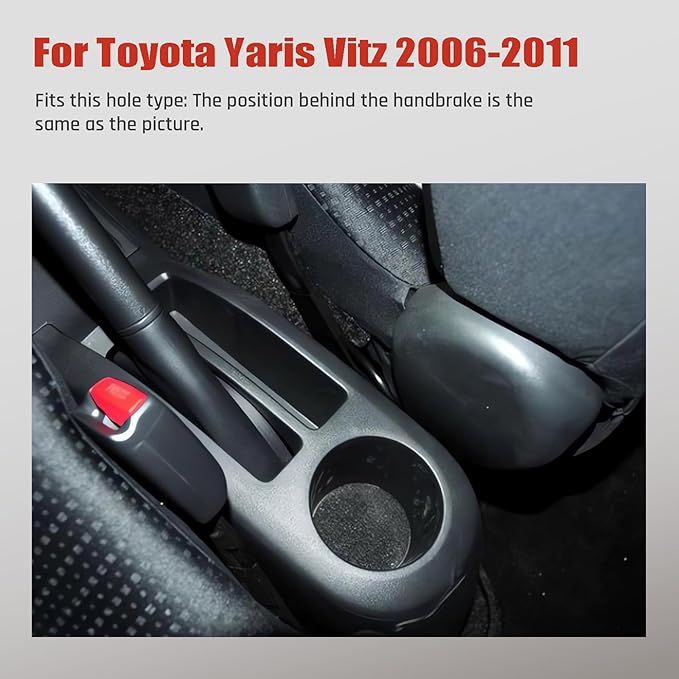 Car Armrest Box for Toyota Yaris Vitz 2006-2011 Auto Accessories Center Console Leather Arm Rest Double-Layer Storage Space with Cup Holder (White Thread)