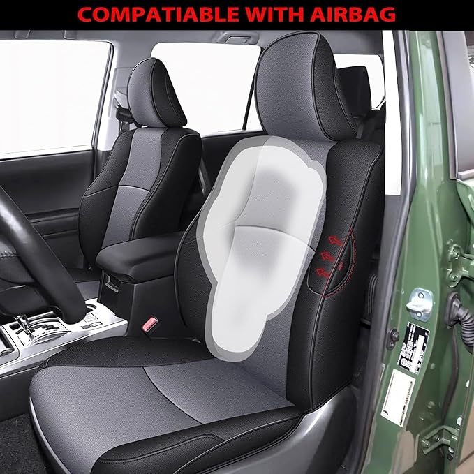 AOMSAZTO Custom Fit Seat Covers for Toyota 4Runner 2011-2024 Full Set Car Seats Cover for 4Runner Accessories Black&Grey(5 Seats Model Only)