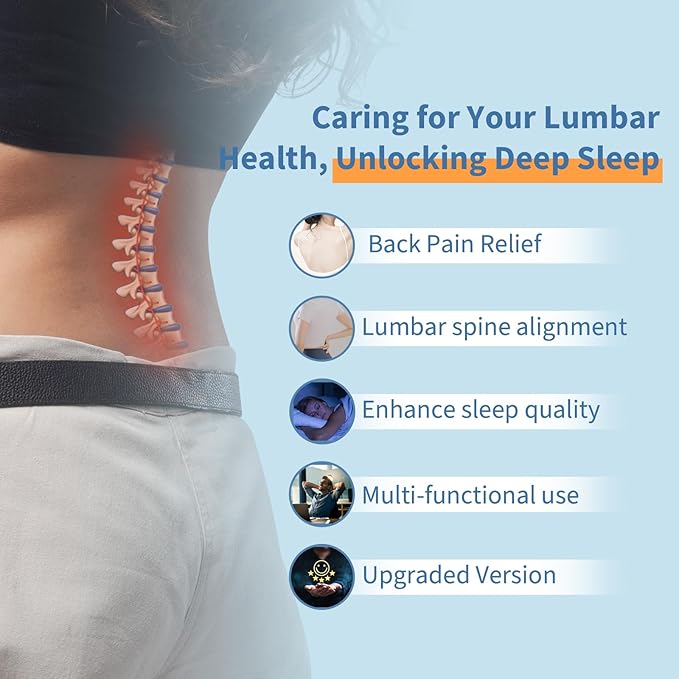 Lumbar Support Pillow for Bed: Memory Foam Lower Back Pain Relief Pillow for Sleeping, Ergonomic Waist Pillow for Side & Back Sleepers, Sciatica & Hip Pain Relief with Wedge Body Positioner Covers
