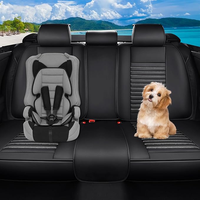 Car Seat Covers Full Set Fit for Toyota 4Runner 2001-2026, Premium Faux Leather Car Seat Protector, Breathable, Anti-Slip, Comfortable & Durable (Black&White,Full Set)