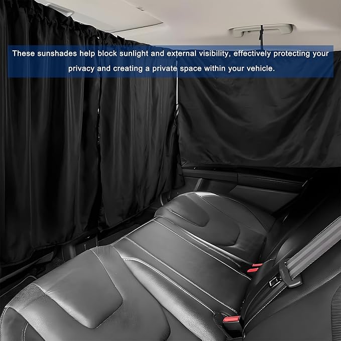 4PCS Car Privacy Curtain, Removable Auto Rear Seat & Side Window Sunshade Divider Curtain with Storage Bag, Backseat Partition Curtains Window Covers for Camping Nap Sleeping