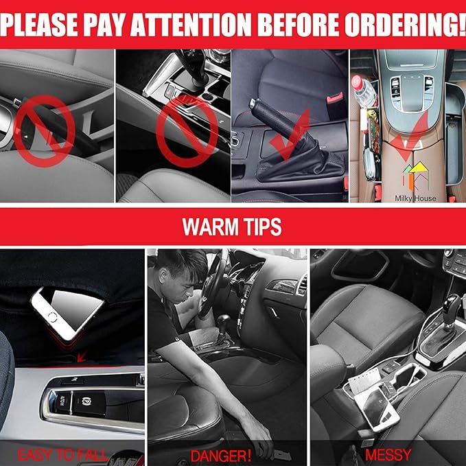 2 Set Car Seat Gap Organizer, Car Gap Filler Storage Boxes, PU Leather Front Seat Console Side Pocket Bags with Cup Holder 4 Hooks, Automotive Storage Box for Phone, Drinks, Cards, Sunglasses, Black