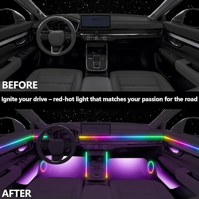 Acrylic Interior Car LED Lights,for Tesla Model 3 2020 Wireless APP 6 in 1,Ambient Lighting Kits Fiber OpticStrip LEDs, 16 Million Colors Music