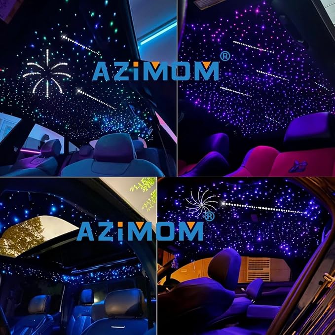 AZIMOM 2-in-1 Twinkle Meteor Fiber Optic Starlight Headliner 550pcs 0.03in 13.1ft Twinkle Stars+240pcs Shooting Star Sound Mode APP& Remote Control Starlight Meteor Kits for Car Home Ceiling