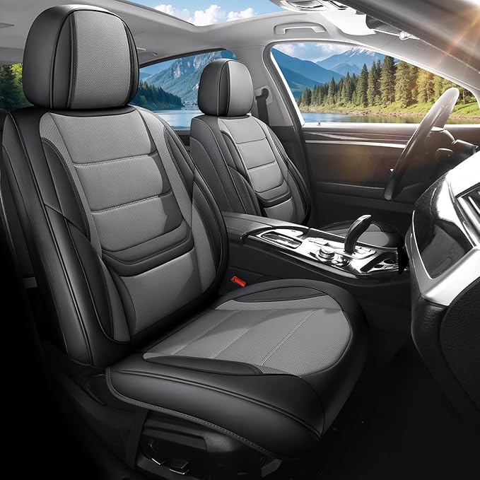 Car Seat Covers Full Set Custom Fit for Mercury Mariner 2005-2011,Premium Faux Leather with Lumbar Support, Breathable, Anti-Slip & Soft Touch(blackgray,Fullset)